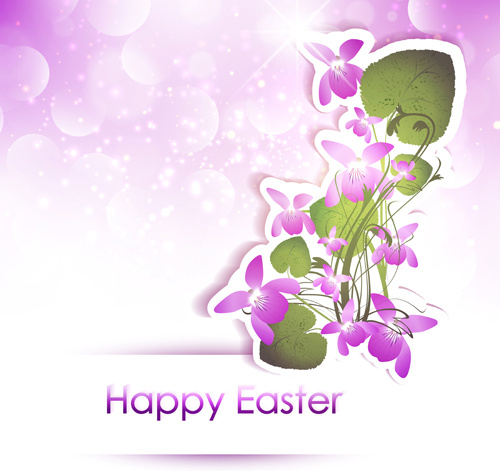 Mutlu Paskalya parlak arka plan vektör çiçek