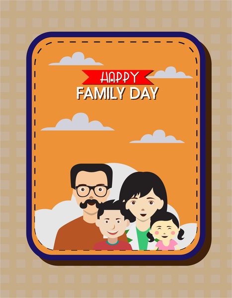 色付きのフラット デザインで幸せな家族の日バナー