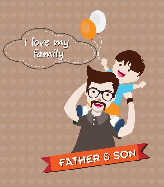 Счастливые семьи тема Дизайн отцом и ребенком стиль