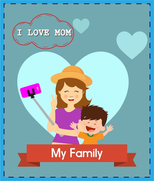 Счастливые семьи тему мать и сын selfie стиль