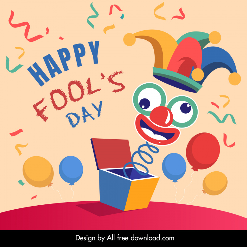 Spanduk Happy Fools Day Dekorasi Balon Mainan Badut Dinamis