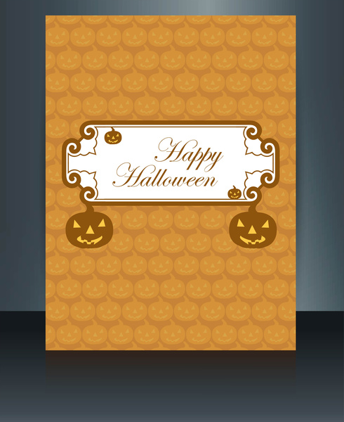 Happy Halloween Card Brochure Reflection Design Vector