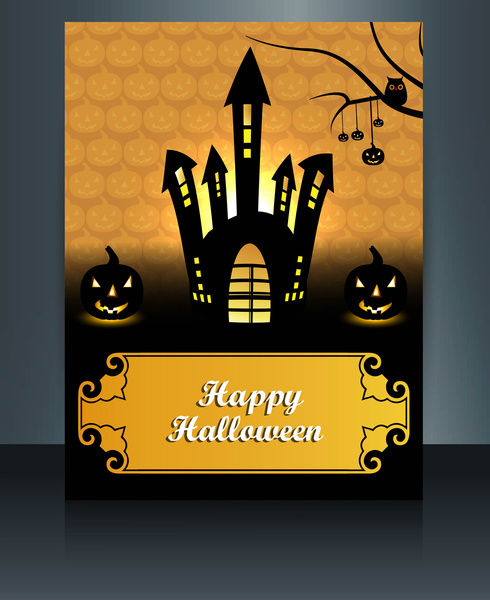 hạnh phúc halloween đầy màu sắc brochure nền mẫu vector