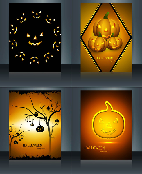 Feliz Halloween cuatro folleto reflejo Design vector