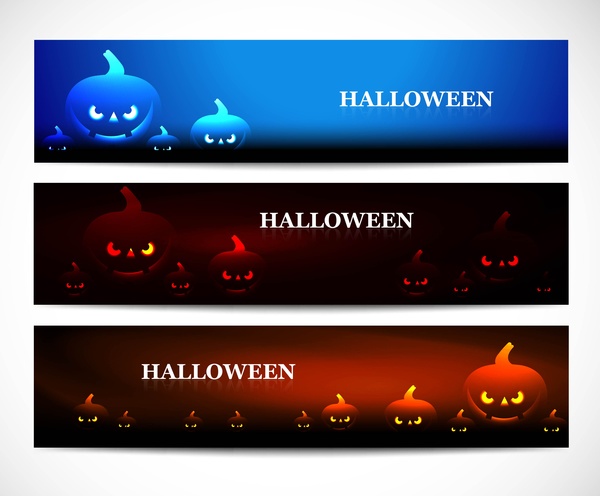Счастливый Хэллоуин заголовки красочные векторные иллюстрации