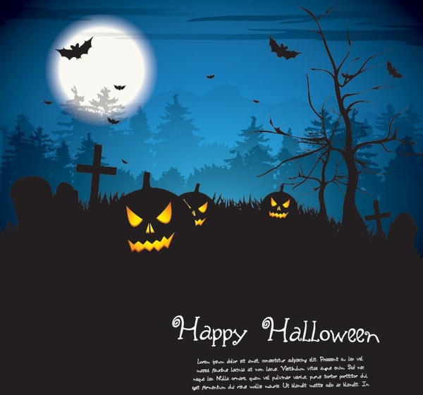 Happy Halloween Poster Template Vector