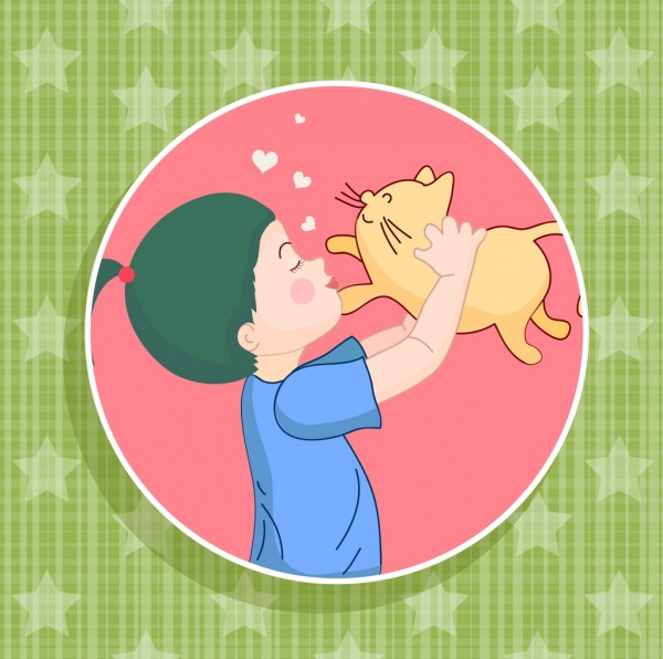 estrellas de amor para mascotas Happy kid fondo círculo de aislamiento