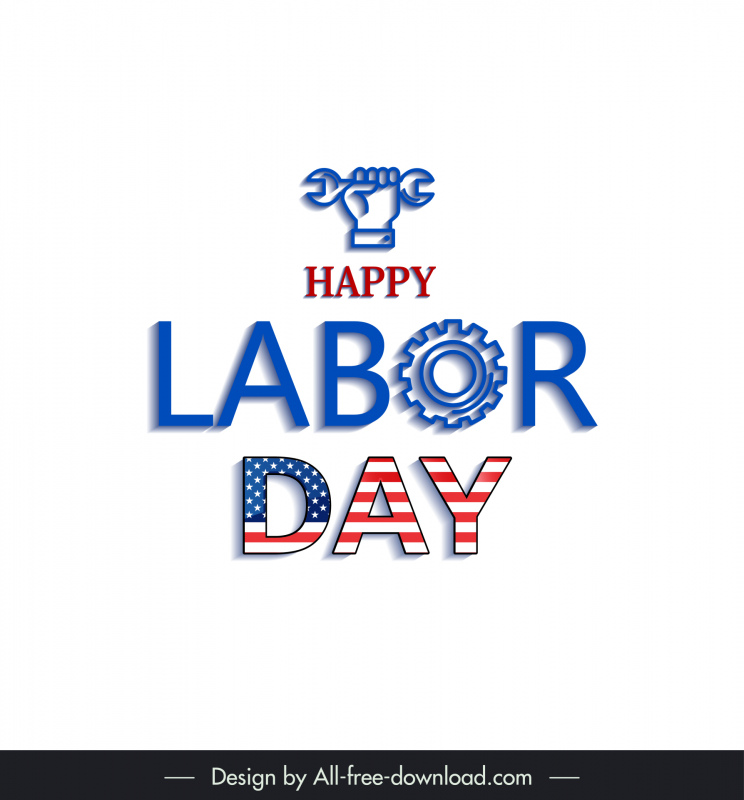 Happy Labor Day Schildvorlagentexte Zahnradschlüssel Handskizze
