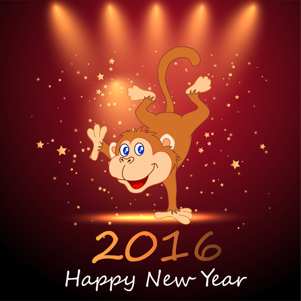 année 2016 du singe heureux