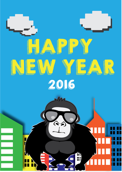 新年あけましておめでとうございます 2016 コンソール ゲーム スタイル