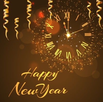 Feliz año nuevo Golden elementos background vector