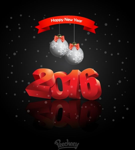 glückliches Neujahr 2016 Grußkarte