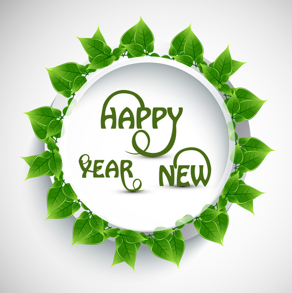 Feliz año nuevo texto vive vector de color verde