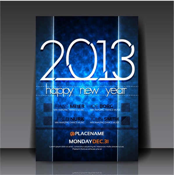 Happy New Year13 Azul Poster Design vector
