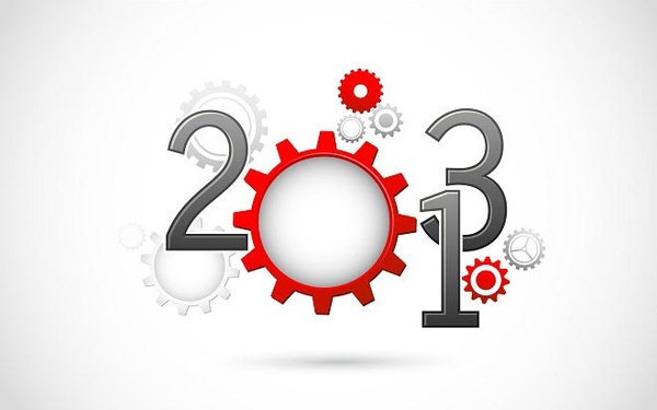 Happy New Year13 Cog Wheel Vector
