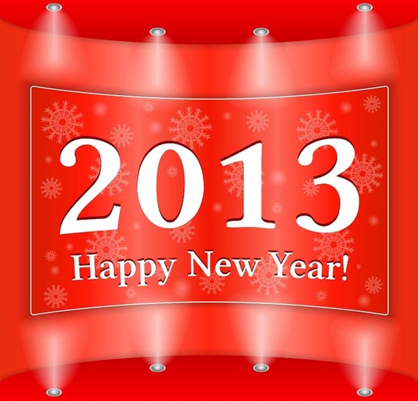 Happy New Year13 Stylish Red Display Vector