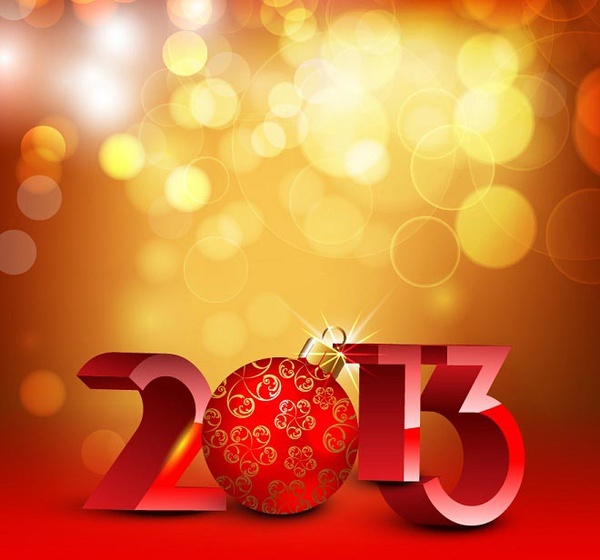 Happy New Year13 With Red Glowing Background Vector