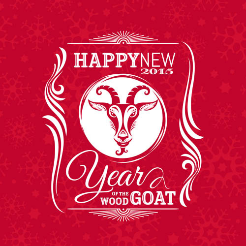 bahagia baru year15 kambing vector latar belakang