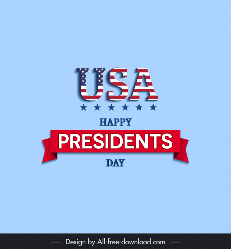 Feliz Día de los Presidentes Plantilla de banner Textos Estrellas Decoración de la cinta
