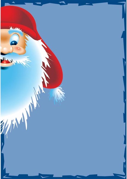 mutlu Noel Baba portre vektör mavi çerçeve üzerinde