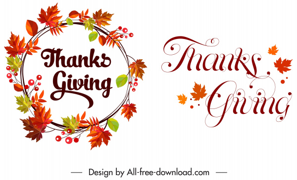 Happy Thanksgiving éléments décoratifs flora couronne croquis calligraphique