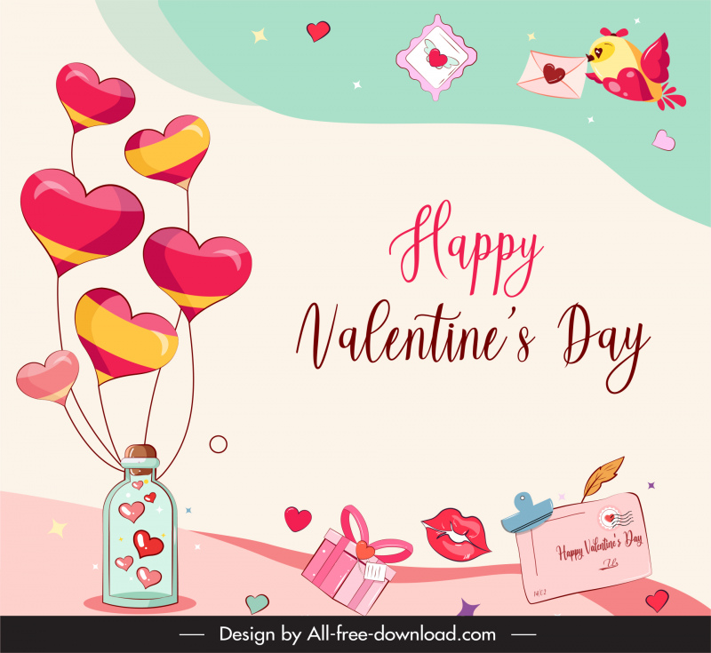 Template latar belakang Selamat Hari Valentine Dekorasi elemen hadiah cinta dinamis
