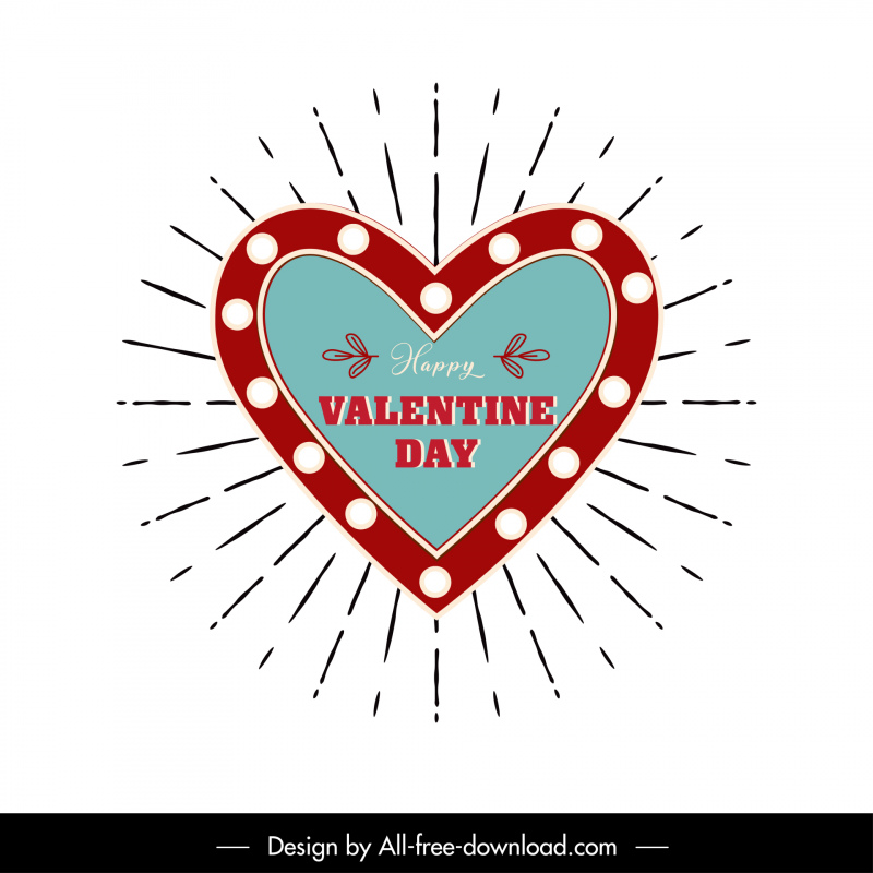 Happy Valentine Day Quotes Backdrop Template Big Heart Light Effect Sketch