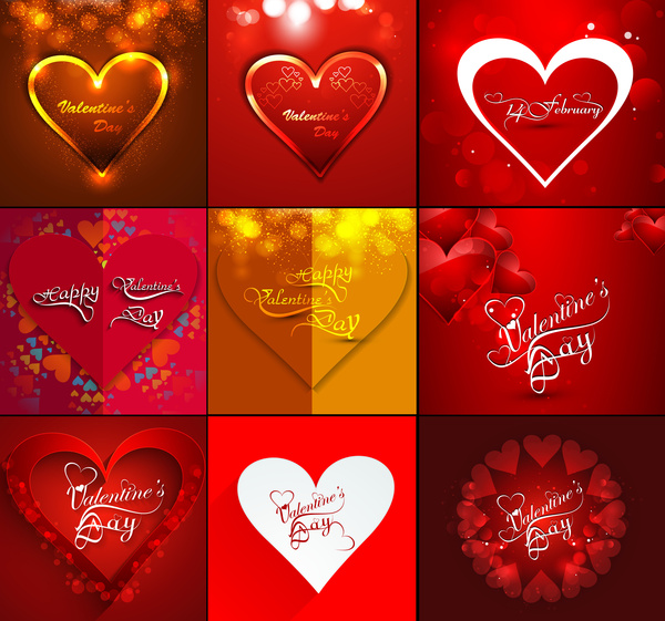Feliz día de San Valentín de fondo hermoso para tarjeta colección vector diseño