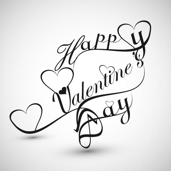senang hati hari Valentine untuk huruf teks desain kartu vektor