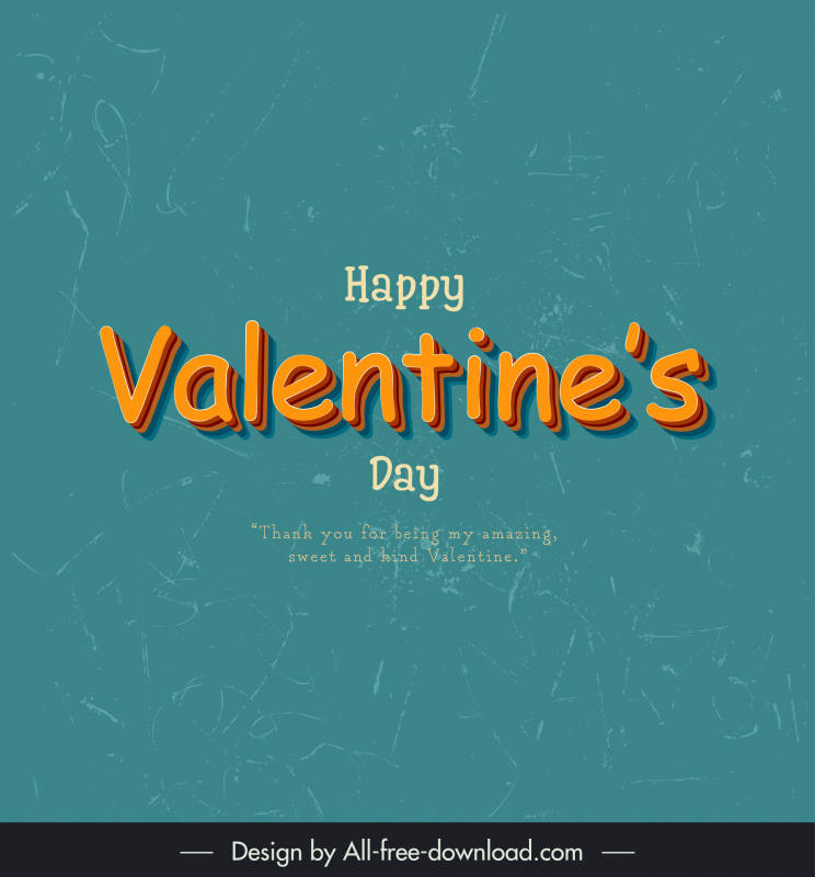 Poster tipografi Selamat Hari Valentine Desain Retro Sederhana