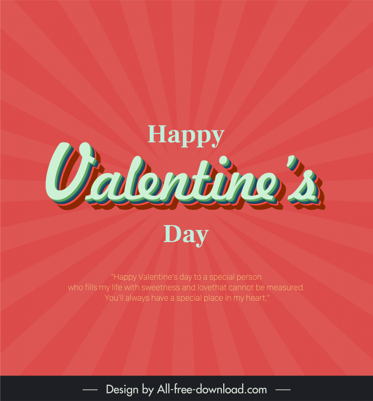 Happy Valentines Day Typografie Poster Vorlage Dynamic Rays Texte Dekor