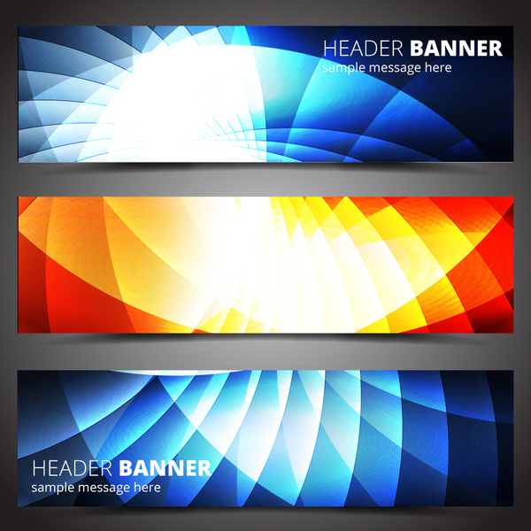 Desain banner header set pada efek cahaya latar belakang