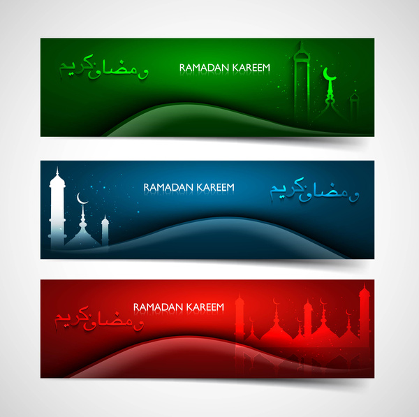 header Ramadhan kareem gelombang warna-warni cerah vektor