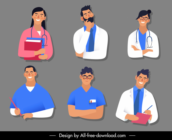 Gesundheits-Charaktere Symbole Cartoon Skizze