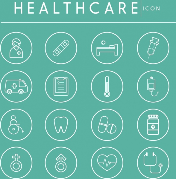 Плоский иконки здравоохранение дизайн элементы эскиза