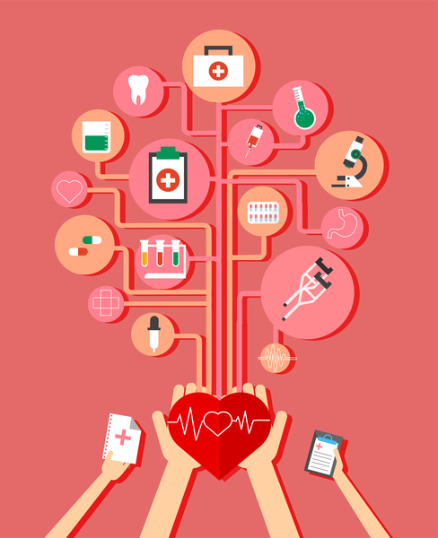 im Gesundheitswesen Elemente Infografik mit medizinischen Geräten illustration