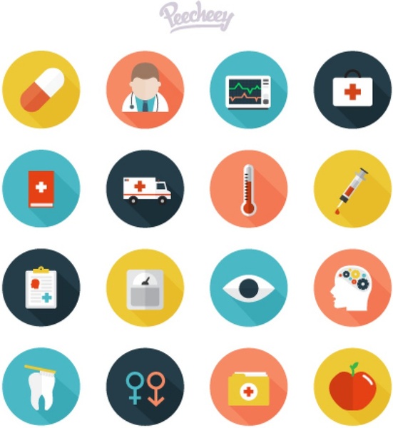 im Gesundheitswesen Icons set