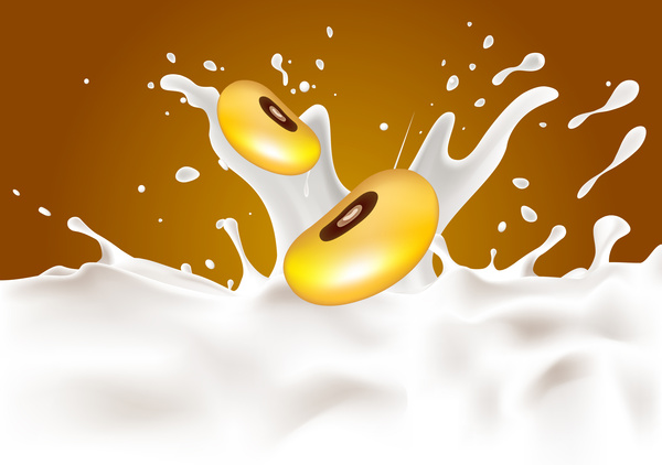豆乳で健康的な広告バナー デザイン