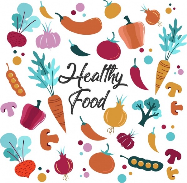 gesunde Ernährung Hintergrund mehrfarbige Symbole Dekor