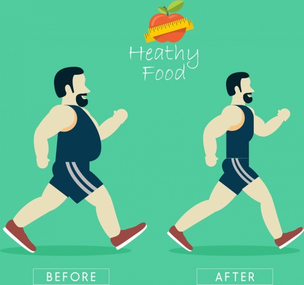 ícones de comida saudável vida bandeira homem exercício