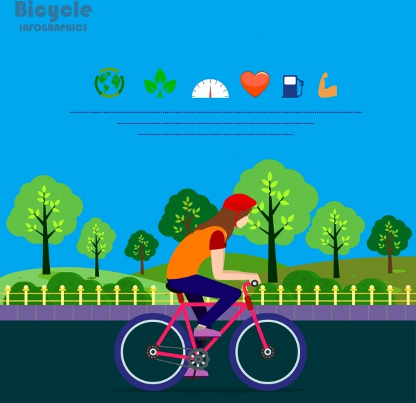 健康生活的信息图表自行车图标
