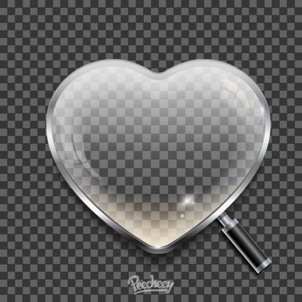ícone de lupa coração em fundo transparente