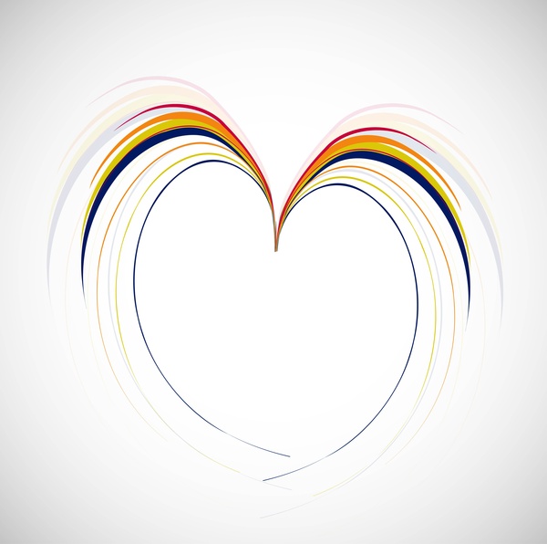 coeur arc-en-ciel ligne forme valentine jour vector illustration
