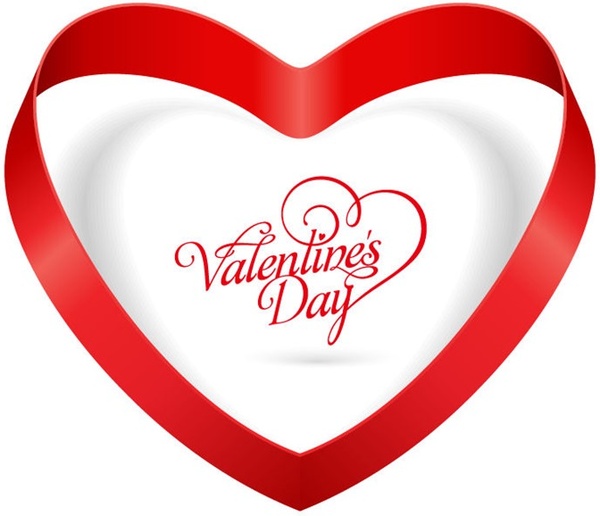 jantung pita Valentine hari vektor ilustrasi