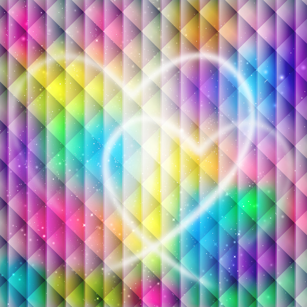форме сердца на фоне цвета радуги