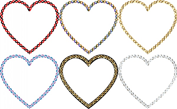 kalp şekilleri renkli zinciri kenarlıklı illüstrasyon vektör