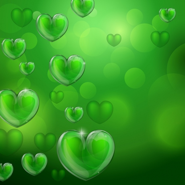 projeto de verde brilhante bokeh de fundo de corações