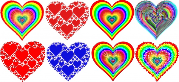 Herzen die Symbolsammlung mit verschiedenen Muster