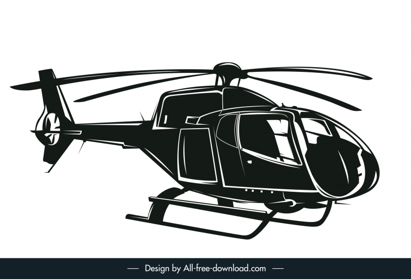 Sketsa Siluet Ikon Helikopter