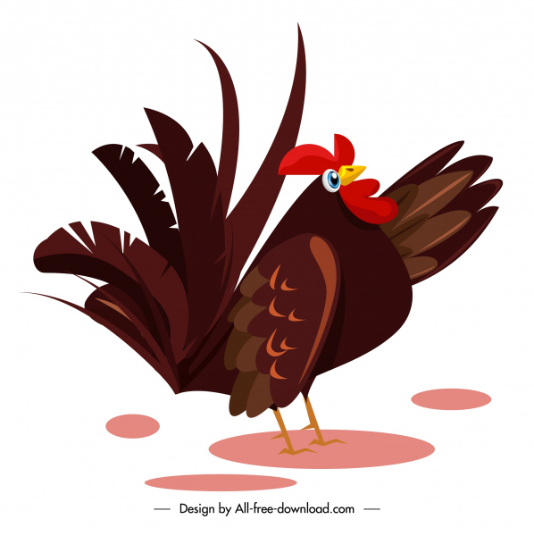 ícone de galinha colorido desenho clássico desenho animado